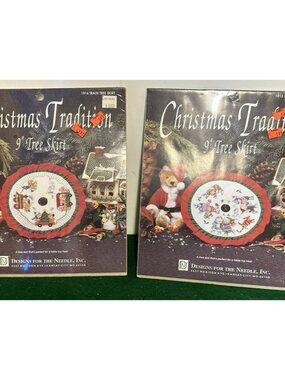 Christmas Tradition Tree Skirt Train Cross Stitch Kit 9 Inch Lot Of 2